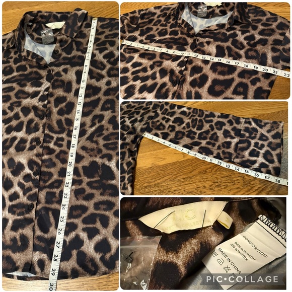 NWOT 2 piece Chic wild pants and shirt matching set Brown and Black size M - Picture 15 of 16